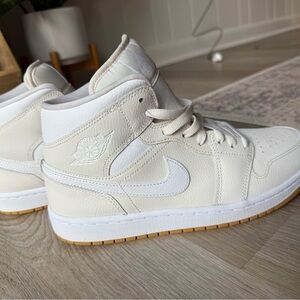 Nike Air Jordan Cream and White High-Top Sneakers